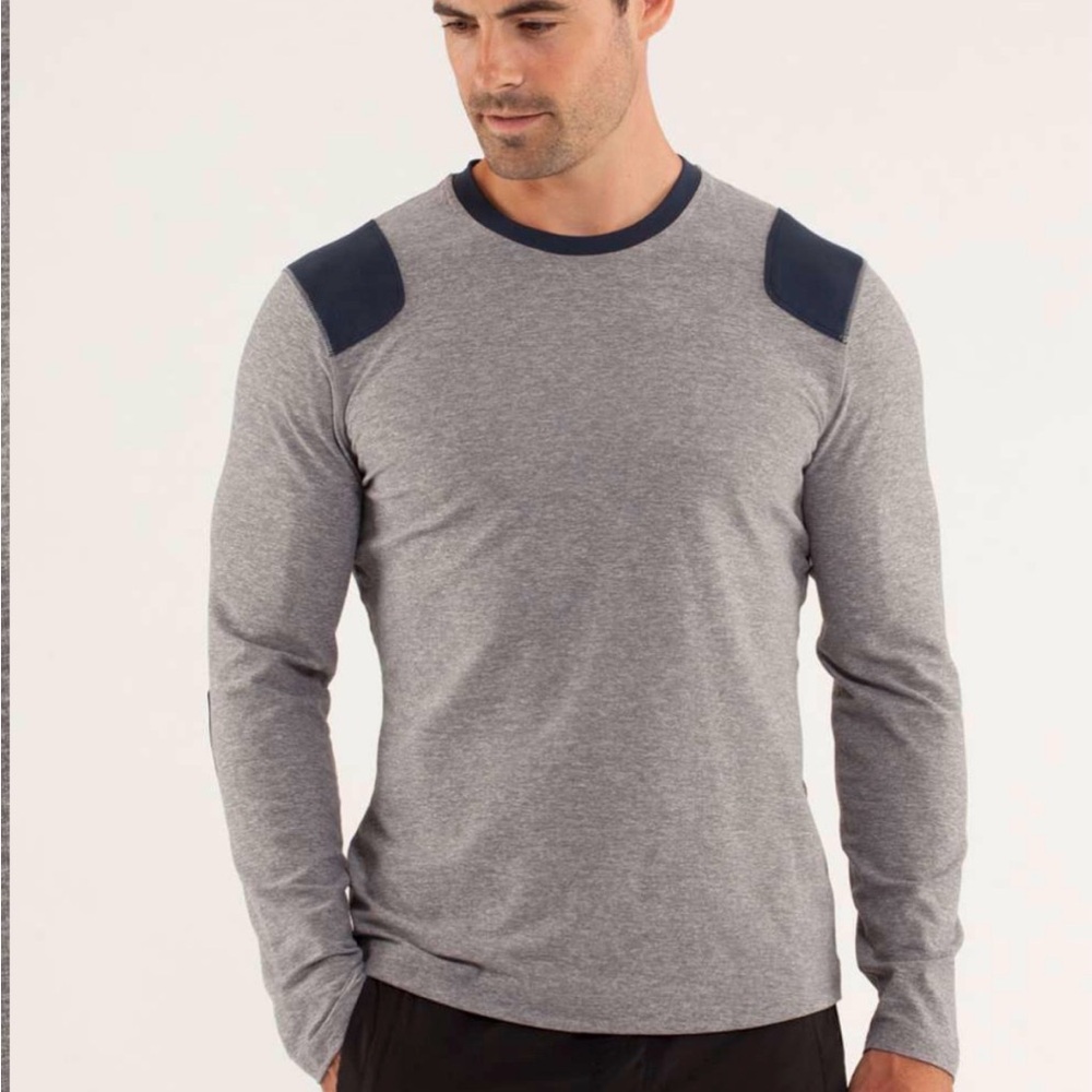 Lululemon Sprint Long Sleeve Shirt Black Gray Herringbone Men’s Medium - Picture 5 of 6